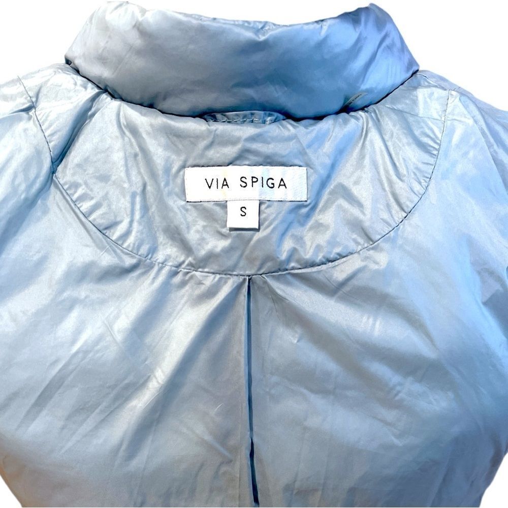 Via Spiga Ice Blue Smocked Quilted Puffer Jacket Size S - Picture 9 of 12